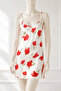 Satin Nightgown with Rope Strap and Floral Motif