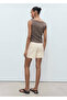 High-waisted straight-cut shorts - 4