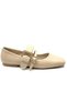 Feles Buckle Detailed Blunt Toe Women's Ballerina Shoes Beige - 2