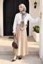V-Neck Lace Detailed Ruffled Sleeve Elastic Imported Linen Look Blouse -Ecru - 4