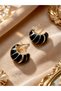 Black Wave Gold Bijuteri Earrings - 3