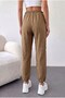 Relaxed Fit Cargo Pants with Pockets and Lace-Up Detail - 5