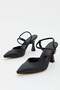 Women's Heeled Top-Strapped Pointed Toe Evening Dress Shoes Black - 7