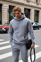 Men's Cotton Relaxed Fit Kangaroo Pocket Hooded Tracksuit Set - Hiking