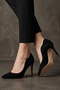 Black Suede Women's Heeled Shoes 30Wg22090 - 2