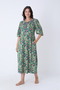 Women's Cotton Modal Fabric Elegant Dress with Button Detail and Patterned 8062 - 5