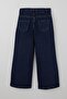 Girl's Jean Pants with Stone Star Accessories, Ages 5-9, Dark Blue - 5