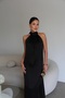 Halter Neck Backless Maxi Long Length Premium Satin Dress - 3
