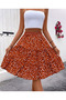 Women's Stylish Floral Print High Waist Skirt - A-Line, Knee-Length, Spring/Summer Fashion Length 55