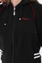 Girl's Hooded Zippered Elastic Leg Navy Blue-Red Tracksuit Set - 7