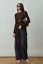 Acı Kahve Ray Corded Fabric Knitwear Blouse - 8