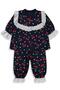 Dotted Cherry Printed Scalloped Girls' 6-18 Months Pajama Set - Navy Blue
