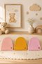 Baby Wooden Emblem 3-Piece Cotton Beanie Hat Yellow Pink Salmon