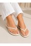 Jelly Women's Patent Leather Cream Thin Strap Stylish Daily Beach and City Slippers - 3