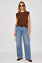 Crew Neck Sleeveless Cotton T-Shirt - Brown