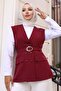 V Neck Vest Suit Claret Red 19254 - 2