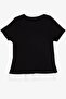 Girl's T-Shirt with Stone Tassels, Ages 9-14, Black - 6