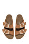 Women's Tan Buckle Suede Leather Slippers 26Sfd130610 - 5
