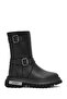Women's Black Sahara Zippered Leather Boots 021Z100566