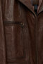 Paloma Women's Brown Double-Breasted Collar Oversized Leather Coat 25Wgd56082Z - 7