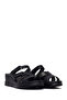 Women's Black Wedge Heeled Leather Comfort Slippers 26Sfd322118 - 2