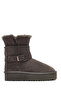 Women's Gray Thick Soled Fur Detailed Suede Leather Teddy Boots 25Wfd492410 - 8