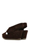 Women's Brown Back Strap Wedge Heeled Shoes Suede Genuine Leather Sandals 25Sfd141010 - 6