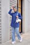 Wide Leg Jeans with Elastic Waist and Pockets - Ice Blue - 4