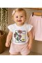 Floral Patterned Baby Girl Shorts Summer Top and Bottom Set - 3
