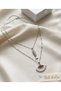 Zircon Stone Enamel Fan Silver Steel Necklace and Fish Luck Necklace