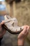 Ern-2360 Eren Shoes&Bag Genuine Leather Laser Patterned Velcro Detailed Women's Sandals Real Leather Cream - 5