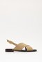 Sandals 2608 - Cross-Strapped Square Toe Dark Beige Suede Women's Sandals - 7