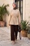 Belted Elastic Sleeves, Buttoned Front, Folded Detail Poplin Shirt -Beige - 4