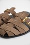 Pimela Mink Suede Women's Slippers with Gold Accessories and Belt Buckle Detail - 6