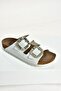 White Double Buckle Stoned Women's Slippers K777604809 - 7