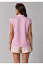 Women's Pink V-Neck 4-Button Viscose Blouse Blz- 19000279 - 5