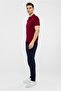 Dark Burgundy Slim Plain Zippered Polo Collar T-Shirt - 6