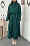 Emerald Jacquard Satin Dress - 3