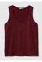 Women's Burgundy 100% Cotton Wide Round Neck Strap Tank Top