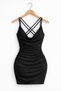 Women's Black Backless Drawstring Mini Dress 5200 - 7