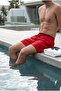 Men's Quick-Drying Swim Shorts with Pockets, Elastic Lace-Up, Mesh Lining, Red Swim Shorts - 4