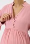 Maternity 100% Viscose Fabric Long Dress, Sleeves with Cuffs, Waist Tie, Collar with Button Detail (Breastfeeding) - 7