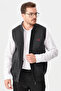 Men's Hakim Collar Pique Jacquard Zippered Wool Vest Dark Gray - 7