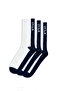 Renley 3-Piece White-Navy Blue Long Jacquard Cotton Standard Fit Unisex Socks