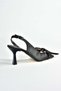 Black Satin Ribbon Detailed Women's Heeled Shoes K749384904 - 7