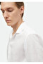 White Plain Regular Fit Long Woven Casual 100% Linen Shirt - 3