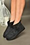 R612018402 Black Suede Furry Half Women's Boots - 6
