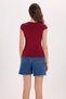 Women's Slim Fit Cotton Lycra Crew Neck Ay Kol Burgundy T-Shirt - 8