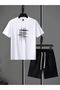 Unisex Women/Men Striped Custom Printed Shorts T-shirt Set - 3