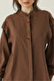 Floral Embroidered Linen Shirt Brown - 3